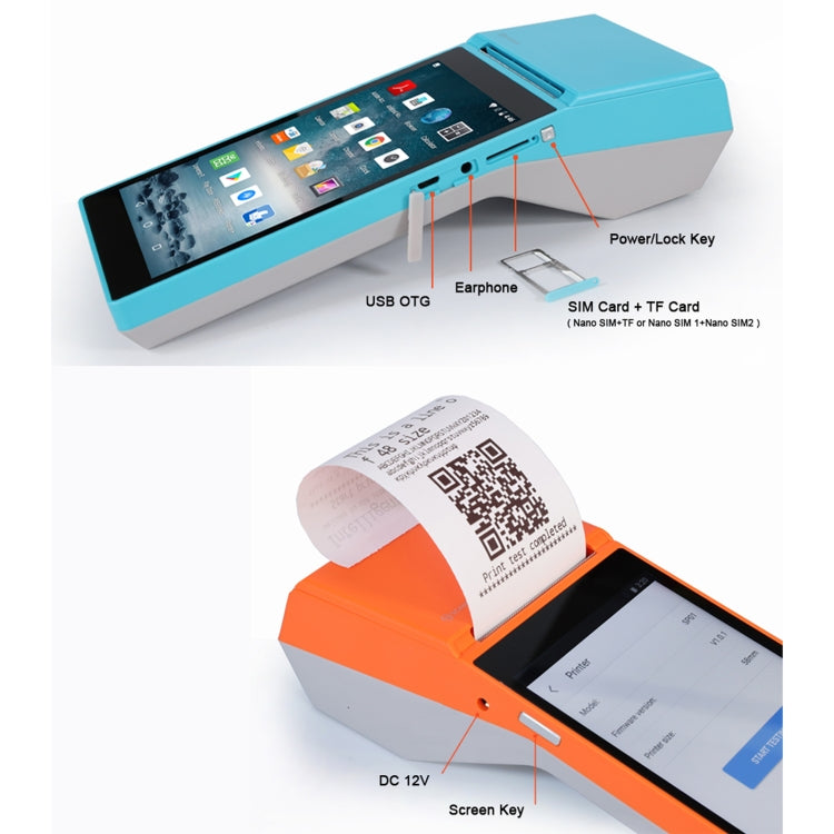 SGT-SP01 5.5 inch HD Screen Handheld POS Receipt Printer, Basic Version, EU Plug(Orange) - Printer by PMC Jewellery | Online Shopping South Africa | PMC Jewellery | Buy Now Pay Later Mobicred