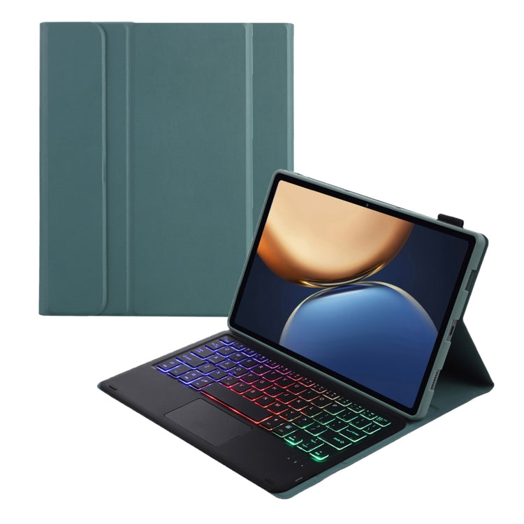AHV7-AS Lambskin Texture Tri-color Backlight Bluetooth Keyboard Leather Tablet Case with Touchpad For Honor Tablet V7 Pro(Dark Green) - Huawei Keyboard by PMC TechLife | Online Shopping South Africa | PMC TechLife