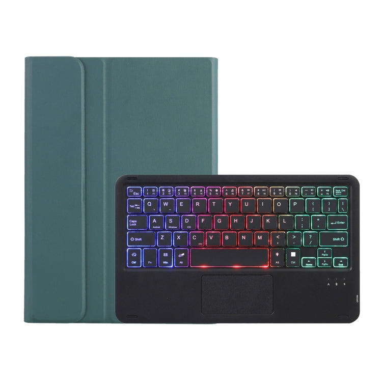 AHV7-AS Lambskin Texture Tri-color Backlight Bluetooth Keyboard Leather Tablet Case with Touchpad For Honor Tablet V7 Pro(Dark Green) - Huawei Keyboard by PMC TechLife | Online Shopping South Africa | PMC TechLife