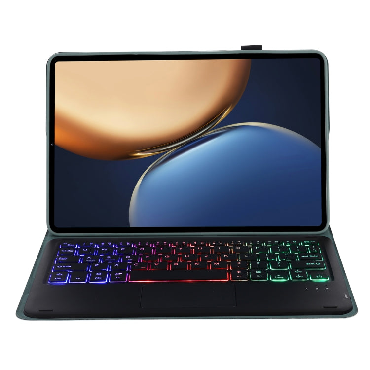 AHV7-AS Lambskin Texture Tri-color Backlight Bluetooth Keyboard Leather Tablet Case with Touchpad For Honor Tablet V7 Pro(Dark Green) - Huawei Keyboard by PMC TechLife | Online Shopping South Africa | PMC TechLife