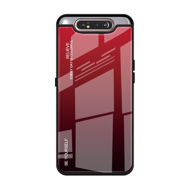 For Galaxy A80 Gradient Color Glass Case(Red) - Galaxy Phone Cases by PMC TechLife | Online Shopping South Africa | PMC TechLife