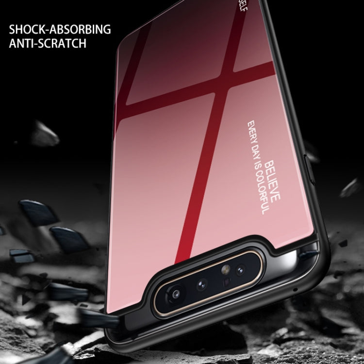 For Galaxy A80 Gradient Color Glass Case(Red) - Galaxy Phone Cases by PMC TechLife | Online Shopping South Africa | PMC TechLife