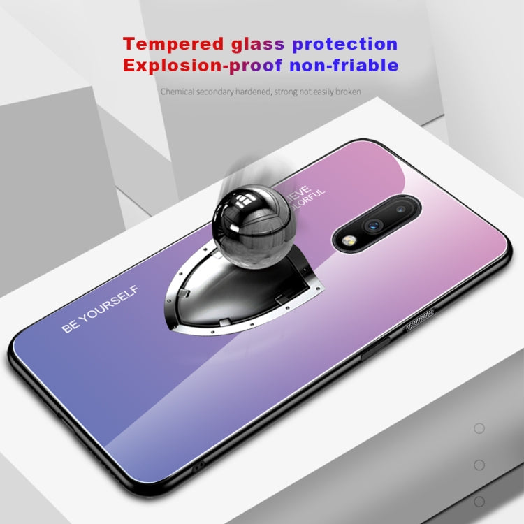 For OnePlus 7 Gradient Color Glass Case(Blue) - OnePlus Cases by PMC TechLife | Online Shopping South Africa | PMC TechLife