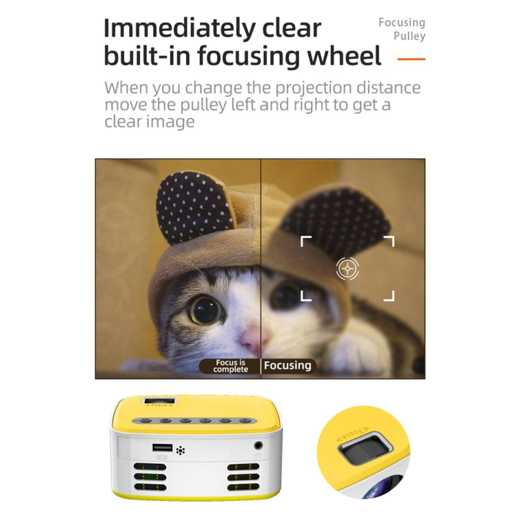 T20 320x240 400 Lumens Portable Home Theater LED HD Digital Projector, Same Screen Version, EU Plug(White Yellow) - LED Projector by PMC TechLife | Online Shopping South Africa | PMC TechLife | Buy Now Pay Later Mobicred