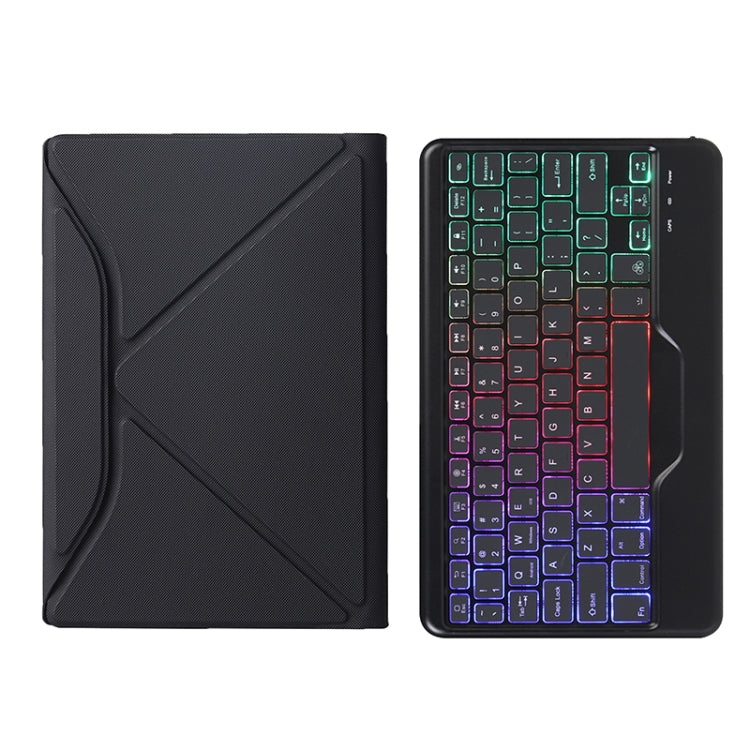 BA08S Backlight Diamond Texture Bluetooth Keyboard Leather Case with Triangle Back Support For Samsung Galaxy Tab A8 2021 SM-X205 / SM-X200(Black + Black) - Samsung Keyboard by PMC TechLife | Online Shopping South Africa | PMC TechLife