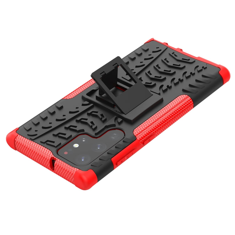 For Samsung Galaxy S22 Ultra 5G Tire Texture TPU + PC Phone Case with Holder(Red) - Galaxy S22 Ultra 5G Cases by PMC TechLife | Online Shopping South Africa | PMC TechLife