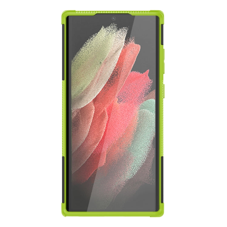 For Samsung Galaxy S22 Ultra 5G Tire Texture TPU + PC Phone Case with Holder(Green) - Galaxy S22 Ultra 5G Cases by PMC TechLife | Online Shopping South Africa | PMC TechLife | Buy Now Pay Later Mobicred