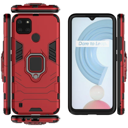 For OPPO Realme C21Y Shockproof PC + TPU Protective Case with Magnetic Ring Holder(Red) - Realme Cases by PMC Jewellery | Online Shopping South Africa | PMC Jewellery | Buy Now Pay Later Mobicred