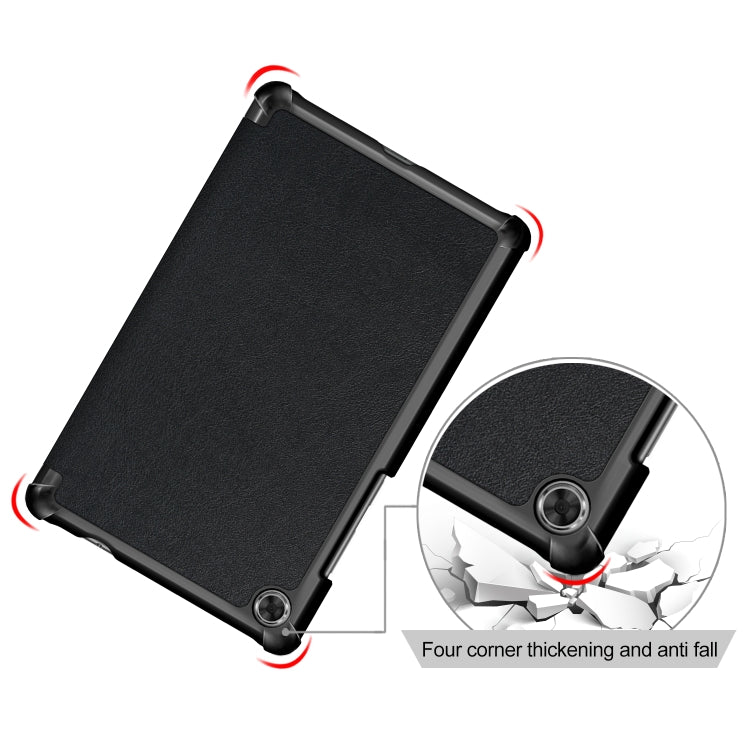 For Lenovo Tab M8 Custer Texture Horizontal Flip Smart TPU Leather Case with Three-folding Holder(Black) - Lenovo by PMC TechLife | Online Shopping South Africa | PMC TechLife | Buy Now Pay Later Mobicred