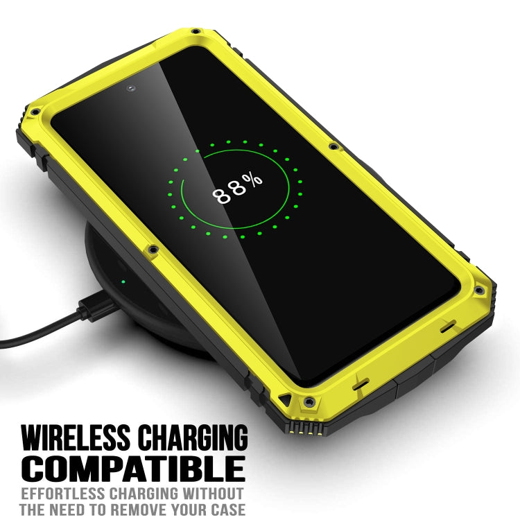 For Samsung Galaxy S21 FE R-JUST Rugged Phone Case with Holder(Yellow) - Galaxy Phone Cases by R-JUST | Online Shopping South Africa | PMC TechLife