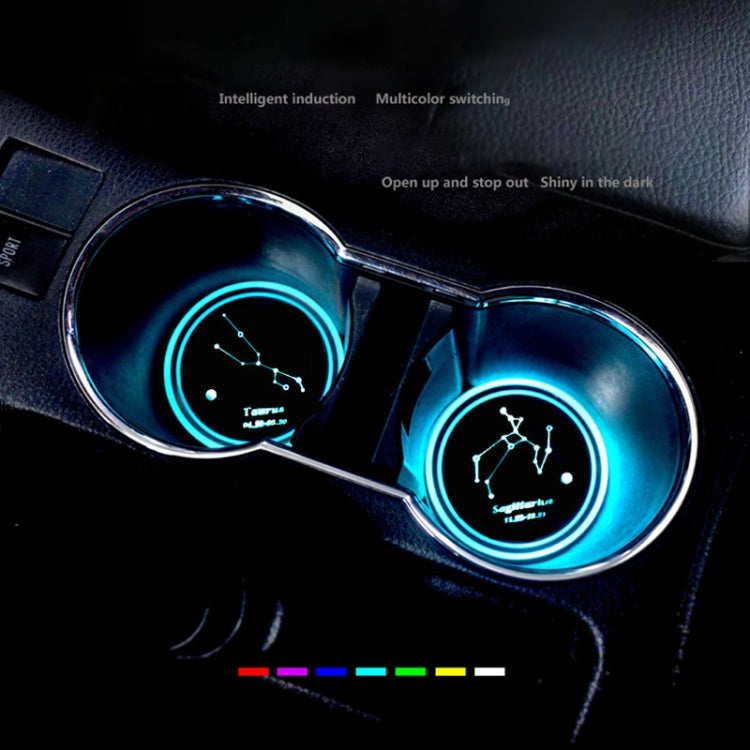 2 PCS Car Constellation Series AcrylicColorful USB Charger Water Cup Groove LED Atmosphere Light(Taurus) - Car Drink Holders by PMC TechLife | Online Shopping South Africa | PMC TechLife | Buy Now Pay Later Mobicred