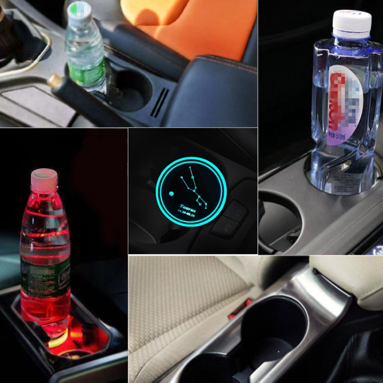 2 PCS Car Constellation Series AcrylicColorful USB Charger Water Cup Groove LED Atmosphere Light(Taurus) - Car Drink Holders by PMC TechLife | Online Shopping South Africa | PMC TechLife | Buy Now Pay Later Mobicred