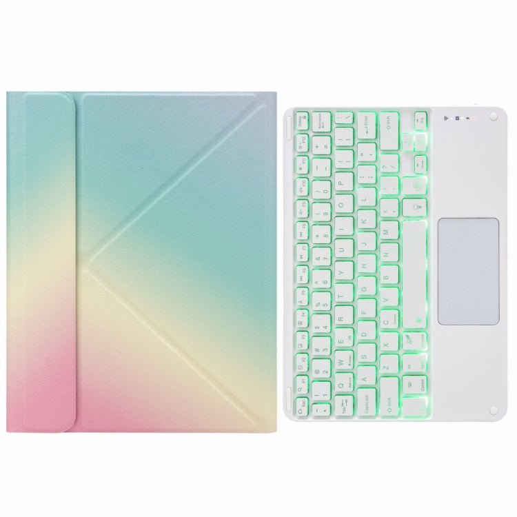 H-102CS Touch Backlight Bluetooth Keyboard Leather Case with Rear Three-fold Holder For iPad 10.2 2020 & 2019 / Pro 10.5 inch(Rainbow) - Universal by PMC TechLife | Online Shopping South Africa | PMC TechLife