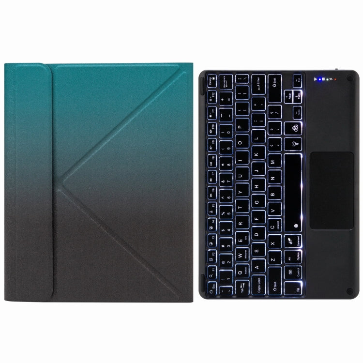H-102CS Touch Backlight Bluetooth Keyboard Leather Case with Rear Three-fold Holder For iPad 10.2 2020 & 2019 / Pro 10.5 inch(Dark Night Green) - Universal by PMC TechLife | Online Shopping South Africa | PMC TechLife