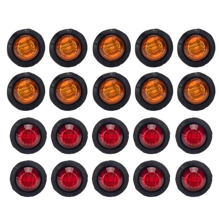 A5014 20 in 1 Red + Amber Light Truck Trailer LED Round Side Marker Lamp - Warning Lights by PMC TechLife | Online Shopping South Africa | PMC TechLife | Buy Now Pay Later Mobicred