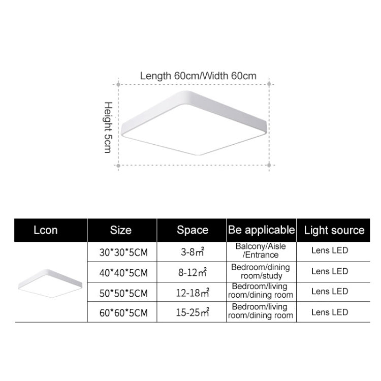 Macaron LED Square Ceiling Lamp, White Light, Size:30cm(Pink) - Celling Lights & Chandeliers by PMc TechLife | Online Shopping South Africa | PMc TechLife | Buy Now Pay Later Mobicred