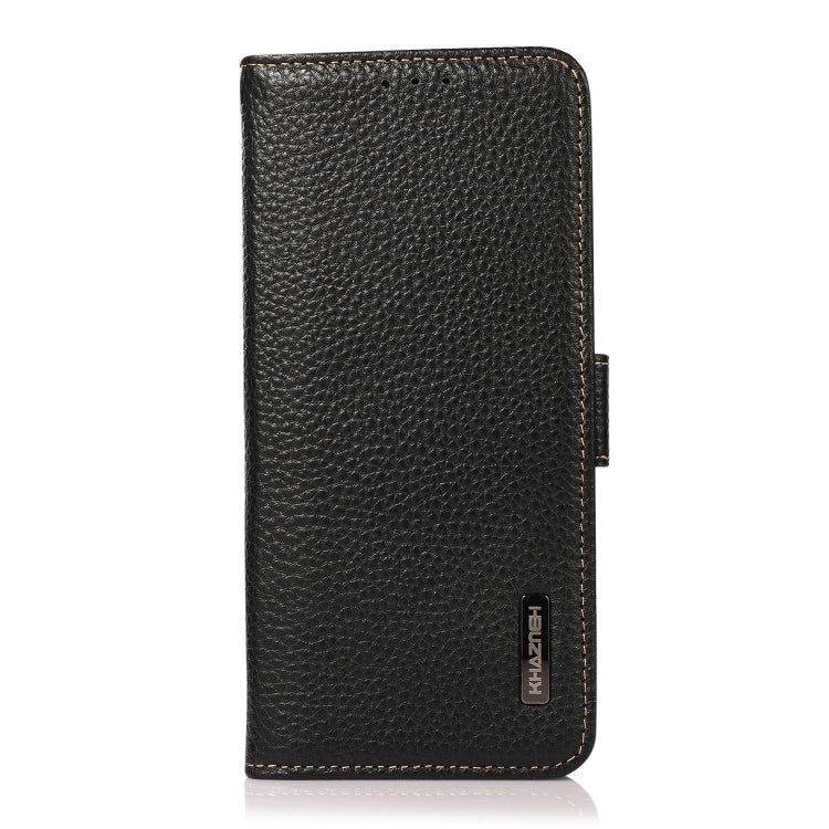 For Motorola G Pure KHAZNEH Side-Magnetic Litchi Genuine Leather RFID Case(Black) - Motorola Cases by PMC TechLife | Online Shopping South Africa | PMC TechLife | Buy Now Pay Later Mobicred