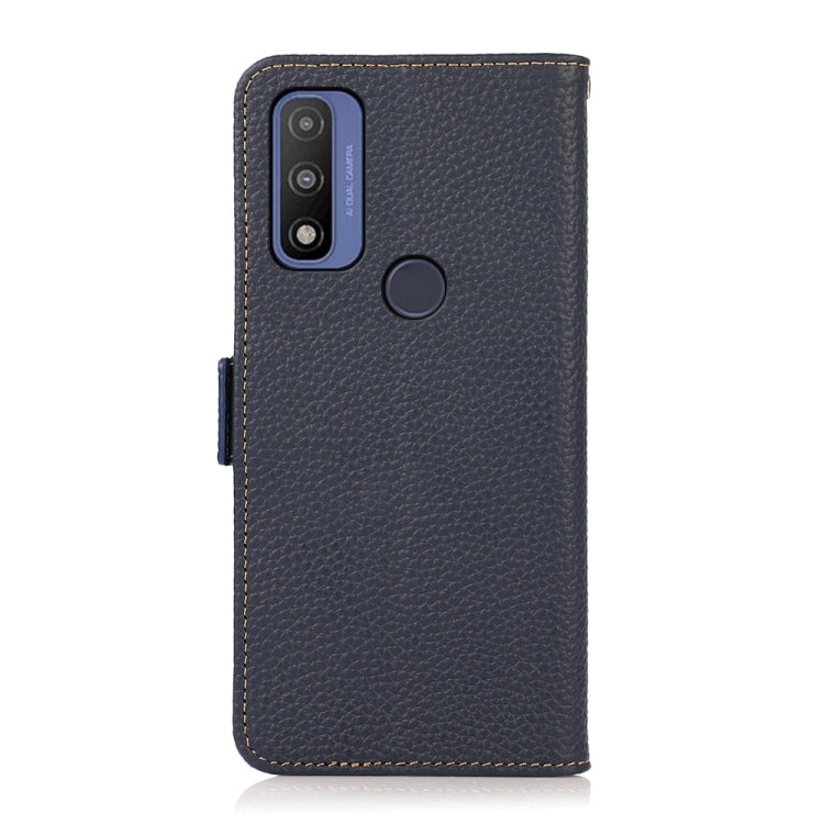 For Motorola G Pure KHAZNEH Side-Magnetic Litchi Genuine Leather RFID Case(Blue) - Motorola Cases by PMC TechLife | Online Shopping South Africa | PMC TechLife | Buy Now Pay Later Mobicred