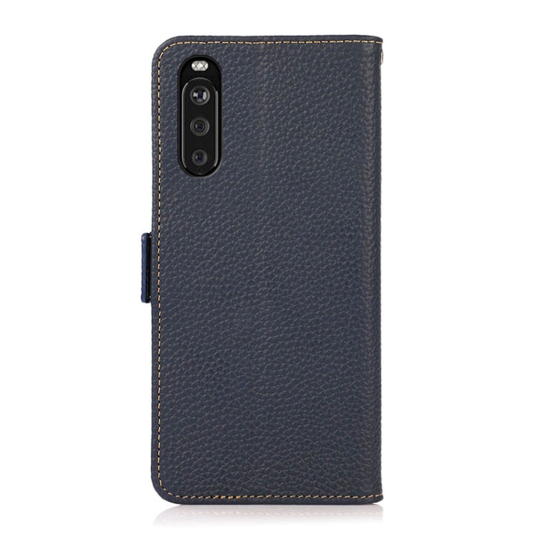 For Sony Xperia 10 III KHAZNEH Side-Magnetic Litchi Genuine Leather RFID Case(Blue) - Sony Cases by PMC TechLife | Online Shopping South Africa | PMC TechLife | Buy Now Pay Later Mobicred