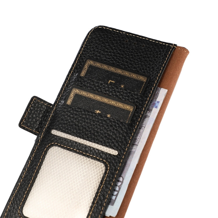 For Google Pixel 6 Pro KHAZNEH Side-Magnetic Litchi Genuine Leather RFID Case(Black) - Google Cases by PMC TechLife | Online Shopping South Africa | PMC TechLife | Buy Now Pay Later Mobicred