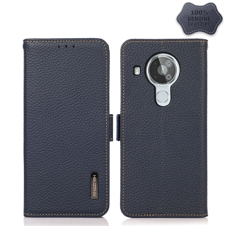 For Nokia 7.3 KHAZNEH Side-Magnetic Litchi Genuine Leather RFID Phone Case(Blue) - Nokia Cases by PMC TechLife | Online Shopping South Africa | PMC TechLife | Buy Now Pay Later Mobicred