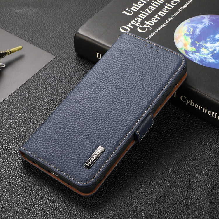 For Nokia 7.3 KHAZNEH Side-Magnetic Litchi Genuine Leather RFID Phone Case(Blue) - Nokia Cases by PMC TechLife | Online Shopping South Africa | PMC TechLife | Buy Now Pay Later Mobicred