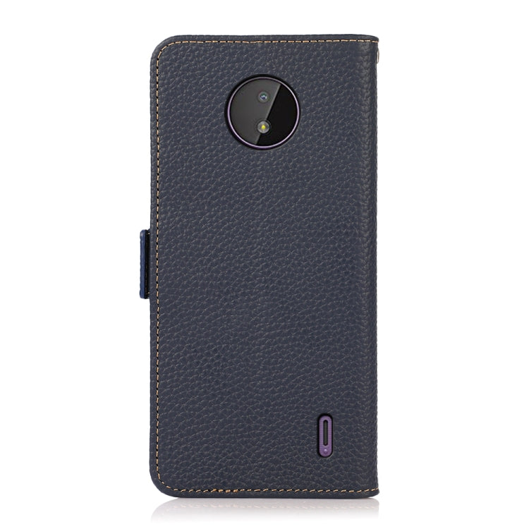 For Nokia C10 / C20 KHAZNEH Side-Magnetic Litchi Genuine Leather RFID Phone Case(Blue) - Nokia Cases by PMC TechLife | Online Shopping South Africa | PMC TechLife | Buy Now Pay Later Mobicred