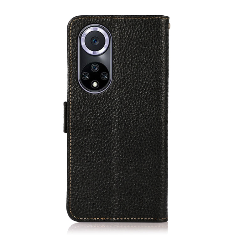 For Huawei nova 9 KHAZNEH Side-Magnetic Litchi Genuine Leather RFID Phone Case(Black) - Huawei Cases by PMC TechLife | Online Shopping South Africa | PMC TechLife | Buy Now Pay Later Mobicred