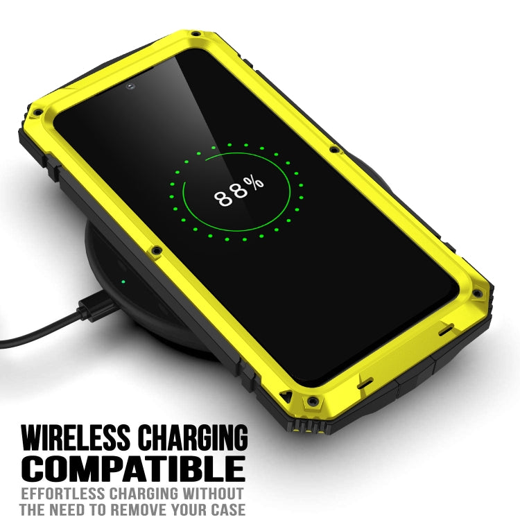 For Samsung Galaxy S22 5G R-JUST Metal + Silicone Holder Phone Case(Yellow) - Galaxy S22 5G Cases by R-JUST | Online Shopping South Africa | PMC TechLife | Buy Now Pay Later Mobicred