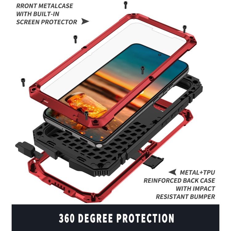 For Samsung Galaxy S22+ 5G R-JUST Metal + Silicone Holder Phone Case(Red) - Galaxy S22+ 5G Cases by R-JUST | Online Shopping South Africa | PMC TechLife | Buy Now Pay Later Mobicred