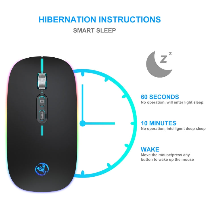 HXSJ M103FG 1600dpi Adjustable 2.4G + Bluetooth RGB Light Wireless Mouse(Black) - Wireless Mice by HXSJ | Online Shopping South Africa | PMC Jewellery | Buy Now Pay Later Mobicred