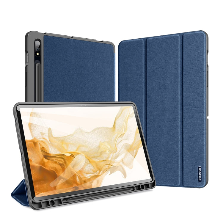 For Samsung Galaxy Tab S8 / Galaxy Tab S7 DUX DUCIS Domo Series Magnetic PU Leather Tablet Case(Blue) - Galaxy Tab S8 Cases by DUX DUCIS | Online Shopping South Africa | PMC Jewellery | Buy Now Pay Later Mobicred