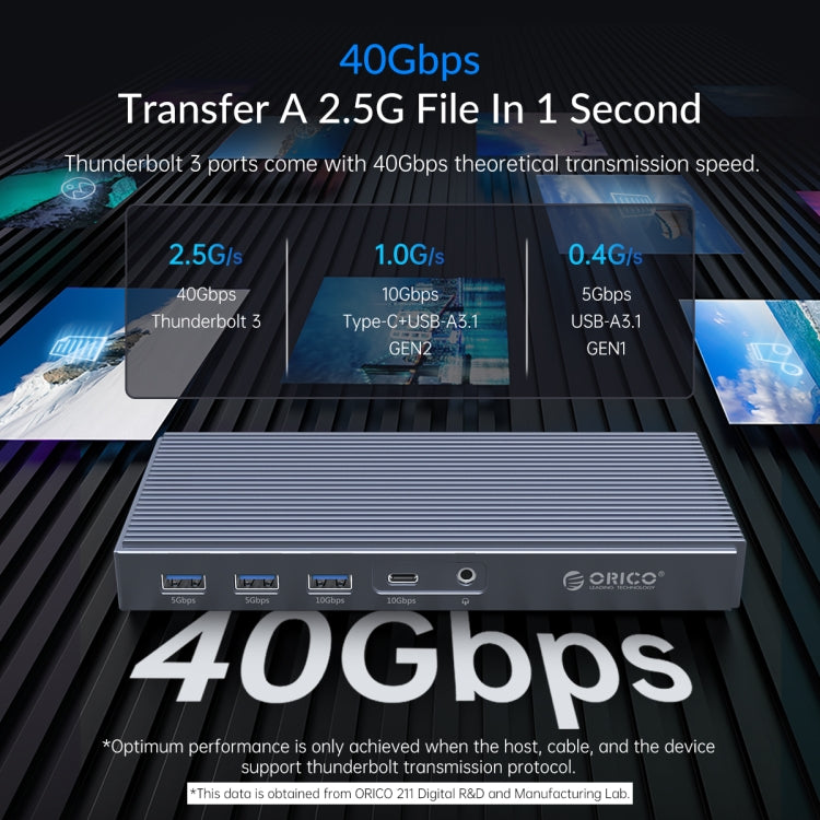 ORICO TB3-S2 Thunderbolt 3 M.2 Dual-bay Docking Station(Grey) - HDD Enclosure by ORICO | Online Shopping South Africa | PMc TechLife | Buy Now Pay Later Mobicred