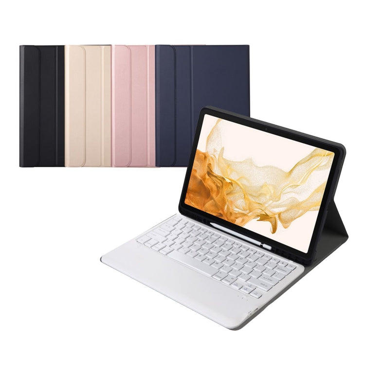 A800B Split Bluetooth Keyboard Leather Case with Holder & Pen Slot For Samsung Galaxy Tab S8+ X800(Gold) - Samsung Keyboard by PMC TechLife | Online Shopping South Africa | PMC TechLife