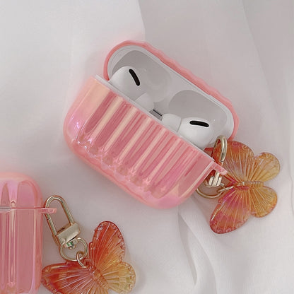 Color Plated PC Earphone Case with Butterfly Clasp For AirPods Pro(Pink) - For AirPods Pro by PMC Jewellery | Online Shopping South Africa | PMC Jewellery