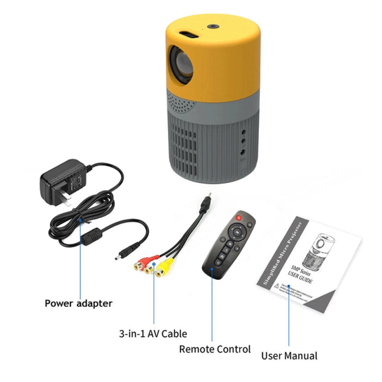 T400 100 inch Screen 3000 Lumens LED Mini Projector, Plug Type:UK Plug(Grey Yellow) - Mini Projector by PMC Jewellery | Online Shopping South Africa | PMC Jewellery | Buy Now Pay Later Mobicred