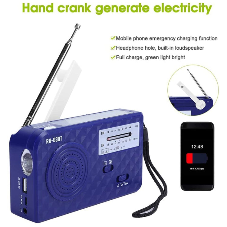 RD-638T Two-band Solar Powered AM / FM Radio Player Flashlight with Dynamo Function(Blue) - Radio Player by PMC TechLife | Online Shopping South Africa | PMC TechLife | Buy Now Pay Later Mobicred