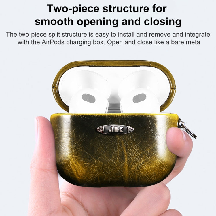 Oil Wax Leather Texture Earphone Protective Case with Hang Buckle For AirPods 1 / 2(Blue) - For AirPods 1/2 by PMc TechLife | Online Shopping South Africa | PMc TechLife | Buy Now Pay Later Mobicred