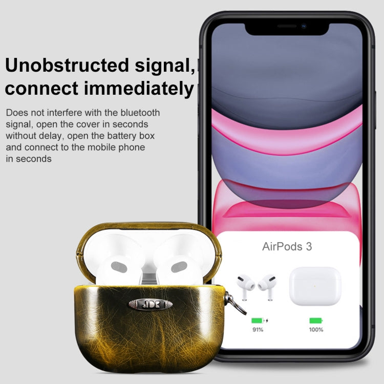Oil Wax Leather Texture Earphone Protective Case with Hang Buckle For AirPods 3(Red) - For AirPods 3 by PMc TechLife | Online Shopping South Africa | PMc TechLife | Buy Now Pay Later Mobicred