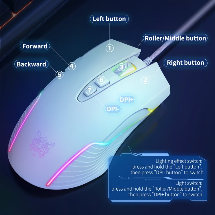 ONIKUMA CW905 RGB Lighting Wired Mouse(White) - free shipping - PMC Jewellery - Order now!