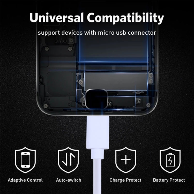 USB to Micro USB Copper Core Charging Cable, Cable Length:1m(White) - Micro USB Cable by PMC TechLife | Online Shopping South Africa | PMC TechLife | Buy Now Pay Later Mobicred
