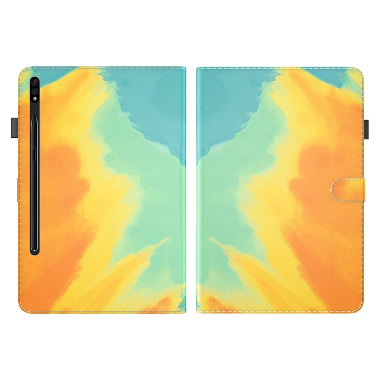 For Samsung Galaxy Tab S9+ Watercolor Pattern Flip Leather Tablet Case(Autumn Leaves) - Galaxy Tab S9+ Cases by PMC Jewellery | Online Shopping South Africa | PMC Jewellery | Buy Now Pay Later Mobicred