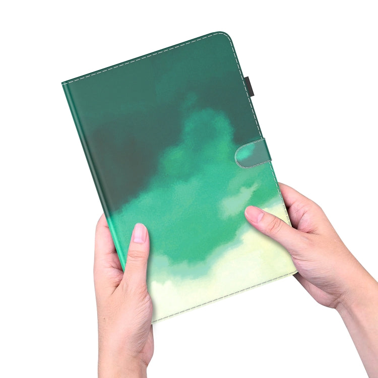 For Samsung Galaxy Tab S9+ Watercolor Pattern Flip Leather Tablet Case(Cyan Green) - free shipping - PMC Jewellery - Order now!