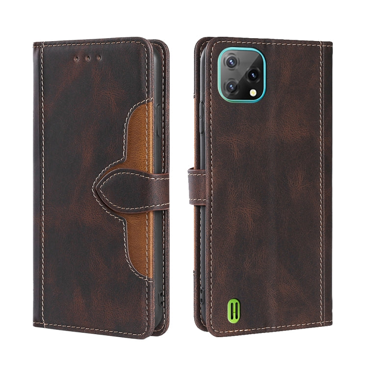 For Blackview A55 Skin Feel Straw Hat Magnetic Buckle Leather Phone Case(Brown) - More Brand by PMC Jewellery | Online Shopping South Africa | PMC Jewellery | Buy Now Pay Later Mobicred