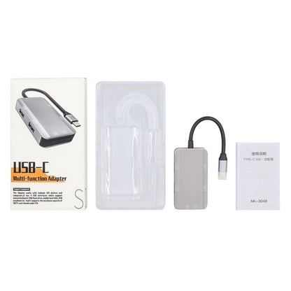 NK-3049 6 in 1 USB-C / Type-C to TF / SD Card Slot + 4 USB Female Adapter(Space Grey) - Cable & Adapters by PMC Jewellery | Online Shopping South Africa | PMC Jewellery | Buy Now Pay Later Mobicred