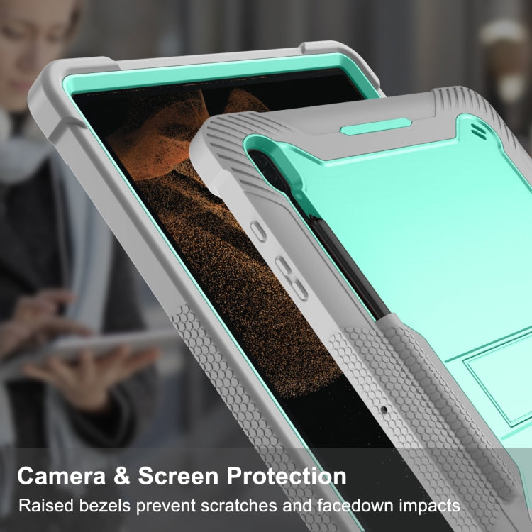 For Samsung Galaxy Tab S9  Ultra / S8 Ultra Silicone + PC Shockproof Protective Tablet Case(Grey + Green) - free shipping - PMC Jewellery - Order now!