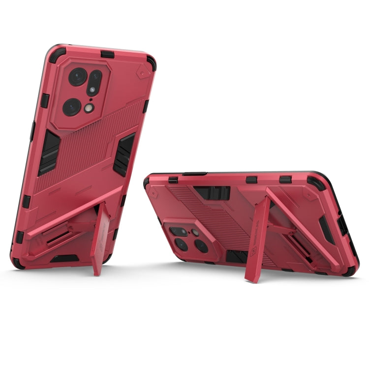 For OPPO Find X5 Pro Punk Armor 2 in 1 PC + TPU Shockproof Phone Case with Invisible Holder(Light Red) - OPPO Cases by PMC TechLife | Online Shopping South Africa | PMC TechLife | Buy Now Pay Later Mobicred