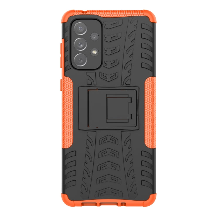 For Samsung Galaxy A73 5G Tire Texture Shockproof TPU+PC Phone Case with Holder(Orange) - Galaxy Phone Cases by PMC Jewellery | Online Shopping South Africa | PMC Jewellery