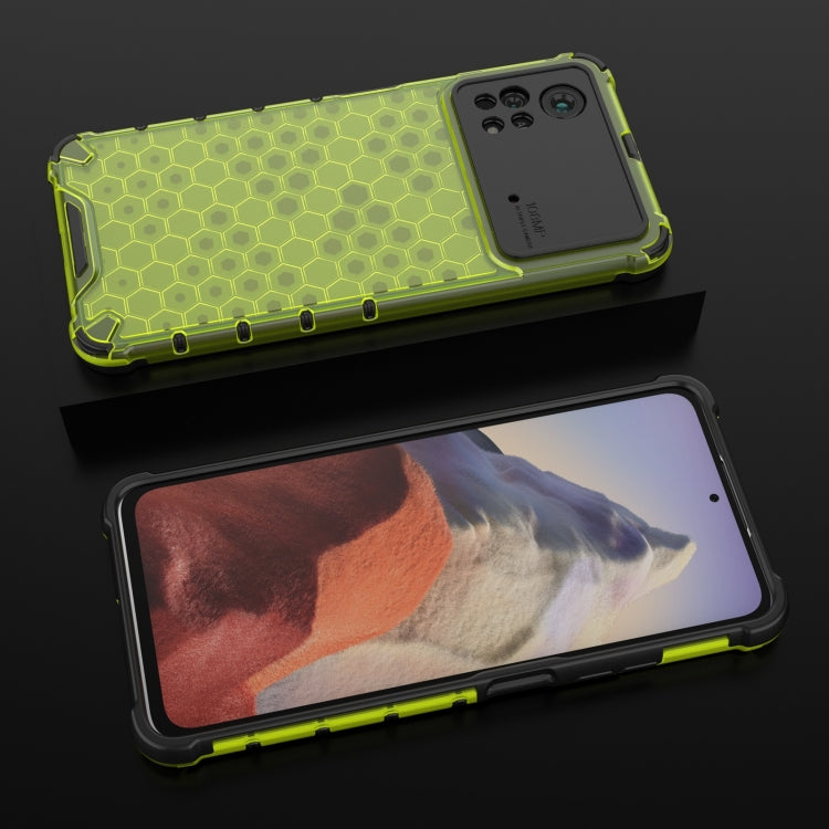For Xiaomi Poco X4 Pro 5G Shockproof Honeycomb PC + TPU Case(Green) - Xiaomi Cases by PMC TechLife | Online Shopping South Africa | PMC TechLife