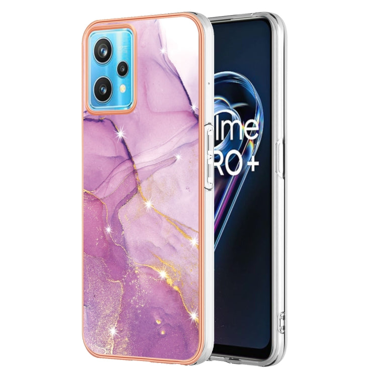 For Realme 9 Pro+ Electroplating Marble Pattern Dual-side IMD TPU Phone Case(Purple 001) - Realme Cases by PMC TechLife | Online Shopping South Africa | PMC TechLife | Buy Now Pay Later Mobicred